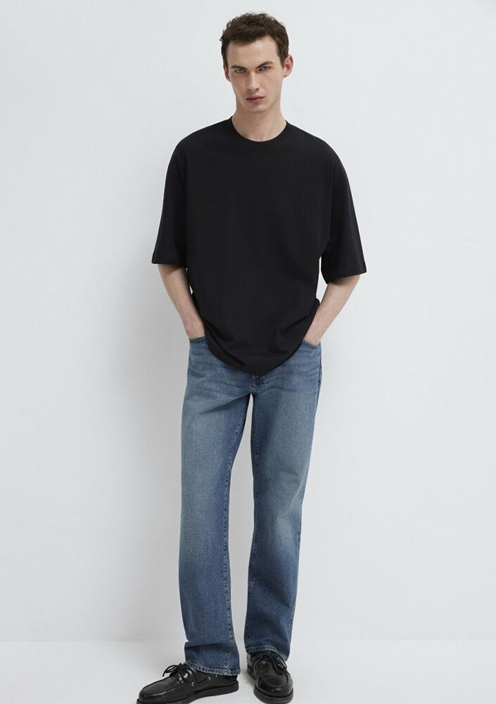 Mavi Bisiklet Yaka Siyah Basic Oversize Erkek Tişört 0613113-900 (1)
