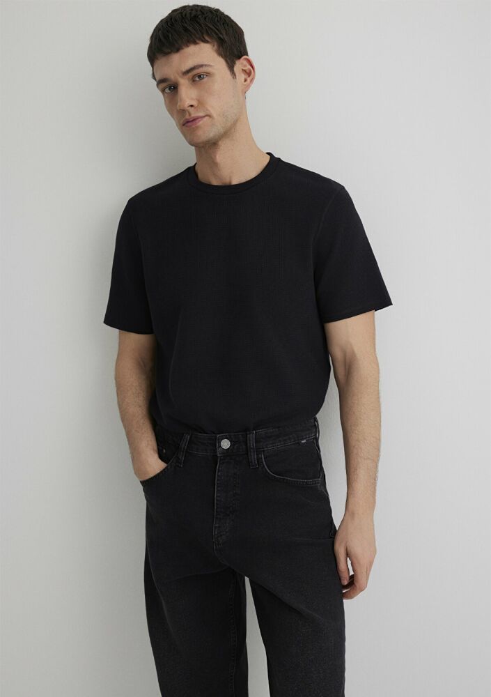 Mavi Bisiklet Yaka Siyah Erkek Tişört 0610277-900