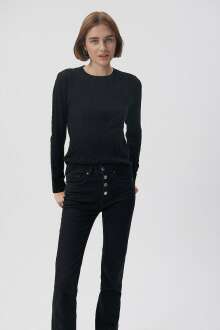 Mavi Bisiklet Yaka Siyah Kadın Kazak 1710341-900 - Mavi (1)