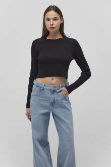 Mavi Bisiklet Yaka Siyah Kadın Kazak 1710518-900 - Mavi (1)