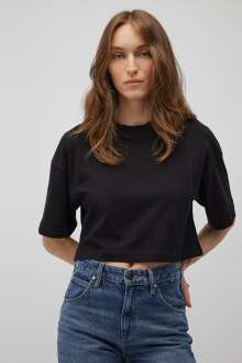 Mavi Bisiklet Yaka Siyah Kadın Tişört 1612649-900 - Mavi (1)