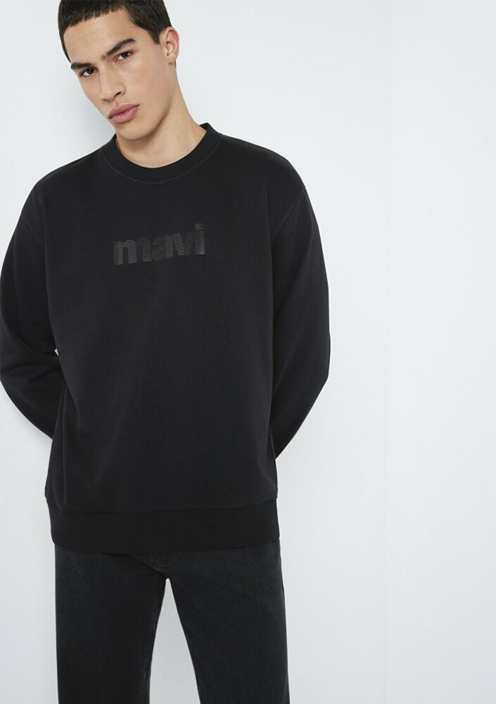 Mavi Bisiklet Yaka Siyah Loose Fit Erkek Sweat 0S10551-900 (1)