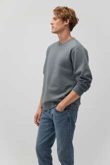 Mavi Bisiklet Yaka Soluk Yeşil Erkek Sweat 0S10276-71577 - Mavi (1)