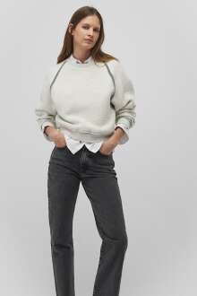 Mavi Bisiklet Yaka Yulaf Melanj Kadın Sweat 1S10231-8576 - Mavi (1)