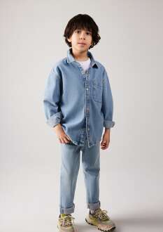 Mavi Bob 90 lar İndigo Mavisi Çocuk Jean Gömlek 6210000-86709 - 1