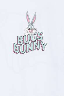 Mavi Bugs Bunny Baskılı Beyaz Çocuk Tişört 7610160-620 - 3
