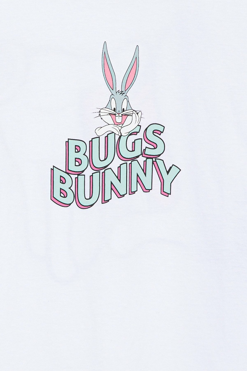 Mavi Bugs Bunny Baskılı Beyaz Çocuk Tişört 7610160-620 - 3
