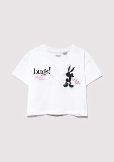 Mavi Bugs Bunny Baskılı Beyaz Çocuk Tişört 7610304-620 - 1