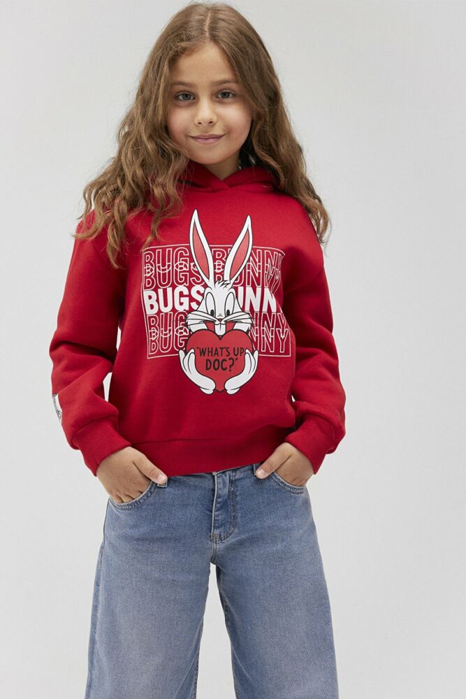 Mavi Bugs Bunny Baskılı Kapişonlu Çocuk Sweat 7S10036-70471 - 1