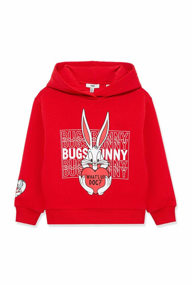 Mavi Bugs Bunny Baskılı Kapişonlu Çocuk Sweat 7S10036-70471 - 2