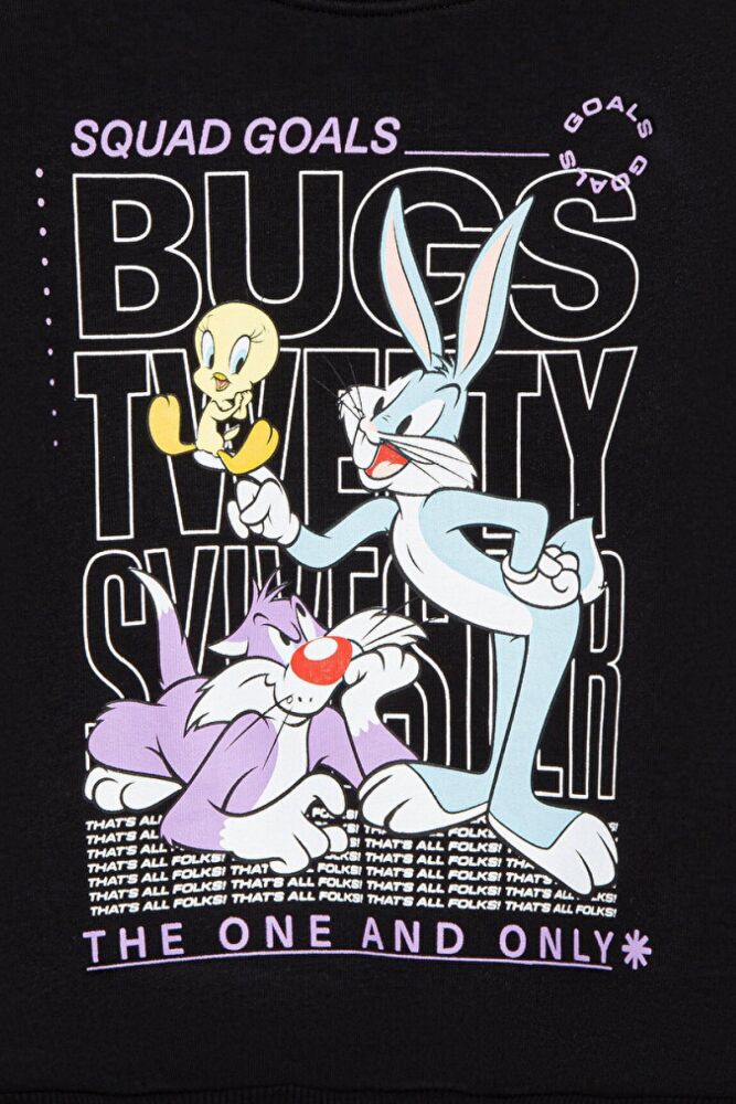 Mavi Bugs Bunny Baskılı Siyah Çocuk Sweat 7S10034-900 - 3