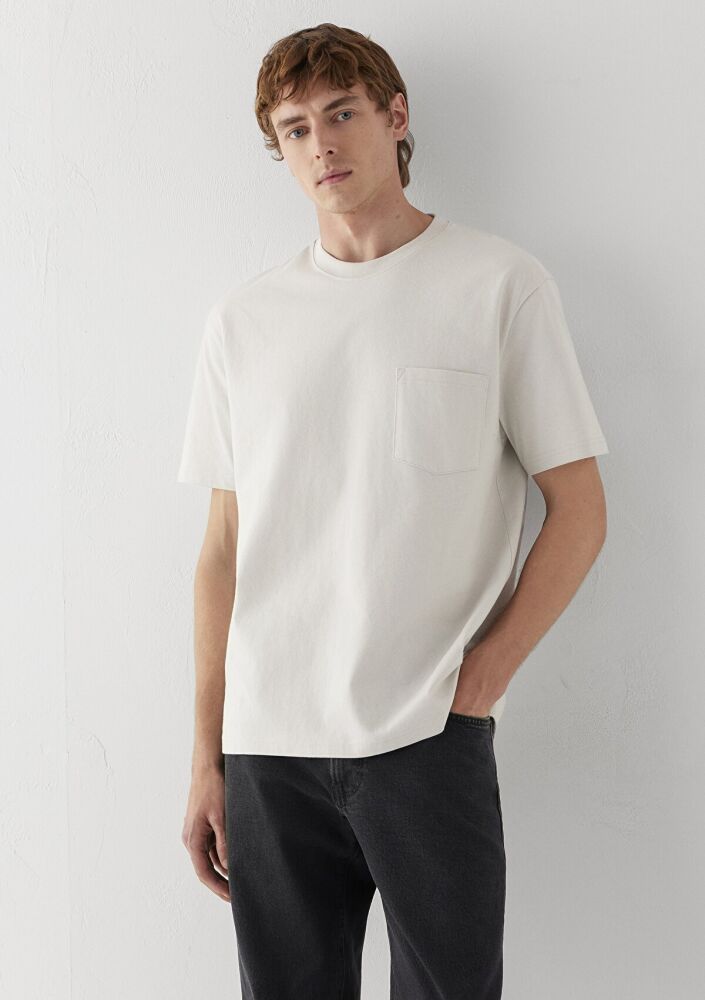 Mavi Cep Detaylı Gri Basic Loose Fit Erkek Tişört 066248-70080 (1)