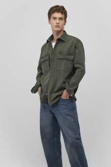 Mavi Cepli Asker Yeşili Erkek Gömlek 0211260-80684 - Mavi (1)