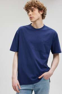Mavi Cepli Koyu Lacivert Erkek Tişört 066248-84371 - Mavi (1)