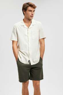 Mavi Cepli Koyu Yaprak Yeşil Erkek Gömlek 0210869-71560 - Mavi (1)