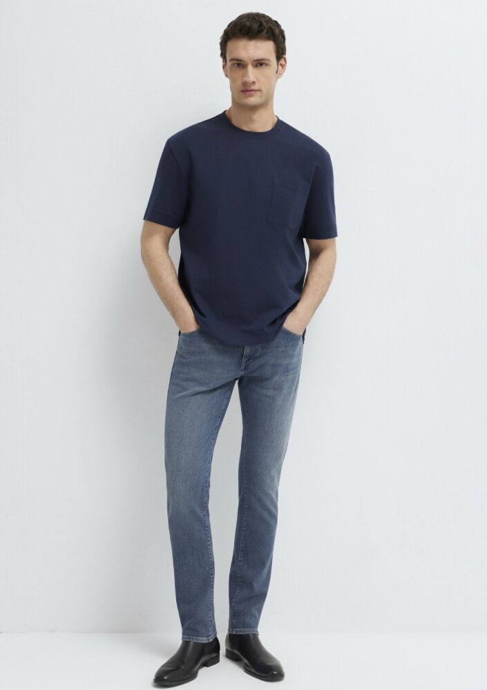 Mavi Cepli Lacivert Basic Loose Fit Erkek Tişört 0613339-86623