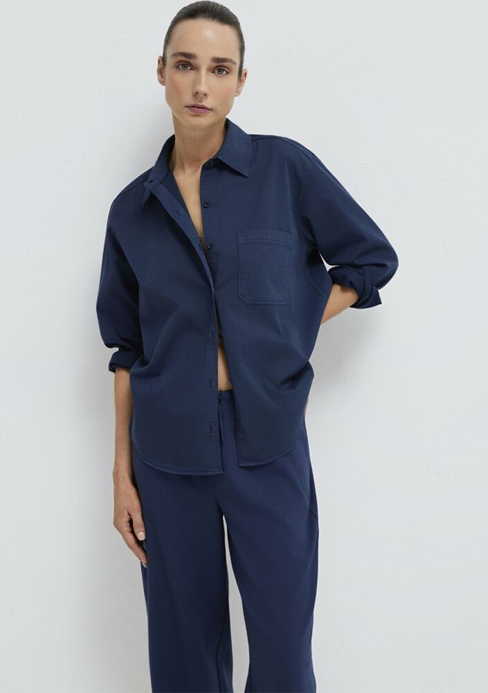 Mavi Cepli Lacivert Loose Fit Kadın Gömlek 1211385-70497 (1)