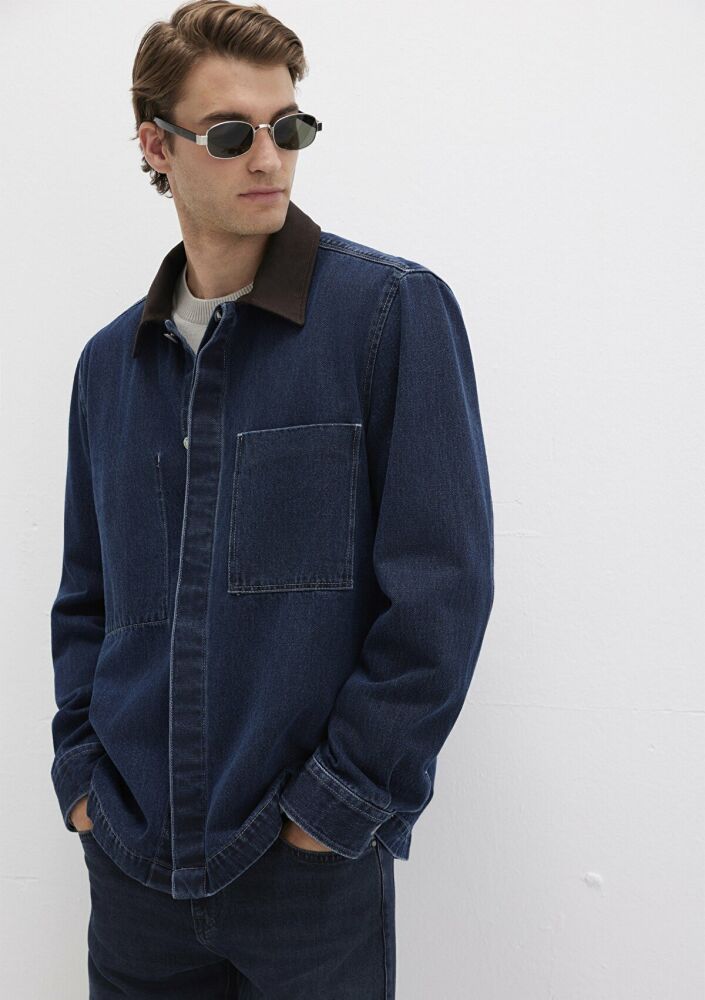 Mavi Cepli Yaka Detaylı Denim Erkek Gömlek 0211753-85481