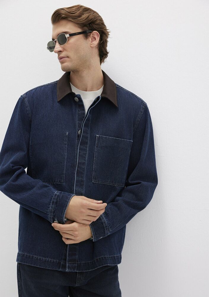 Mavi Cepli Yaka Detaylı Denim Erkek Gömlek 0211753-85481 (1)