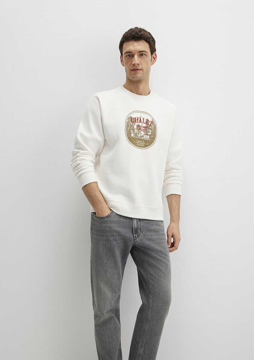Mavi Chateau Baskılı Bisiklet Yaka Erkek Sweat 0S10484-70057