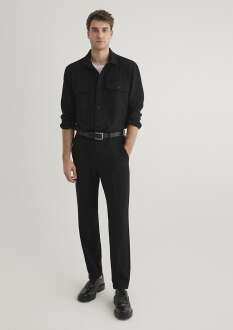 Mavi Çift Cep Siyah Erkek Gömlek 0211395-900 - Mavi (1)