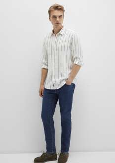 Mavi Çizgili Erkek Gömlek 0211712-90938 - Mavi (1)