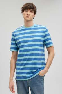 Mavi Çizgili Göl Mavi Erkek Tişört 0612074-70849 - Mavi (1)