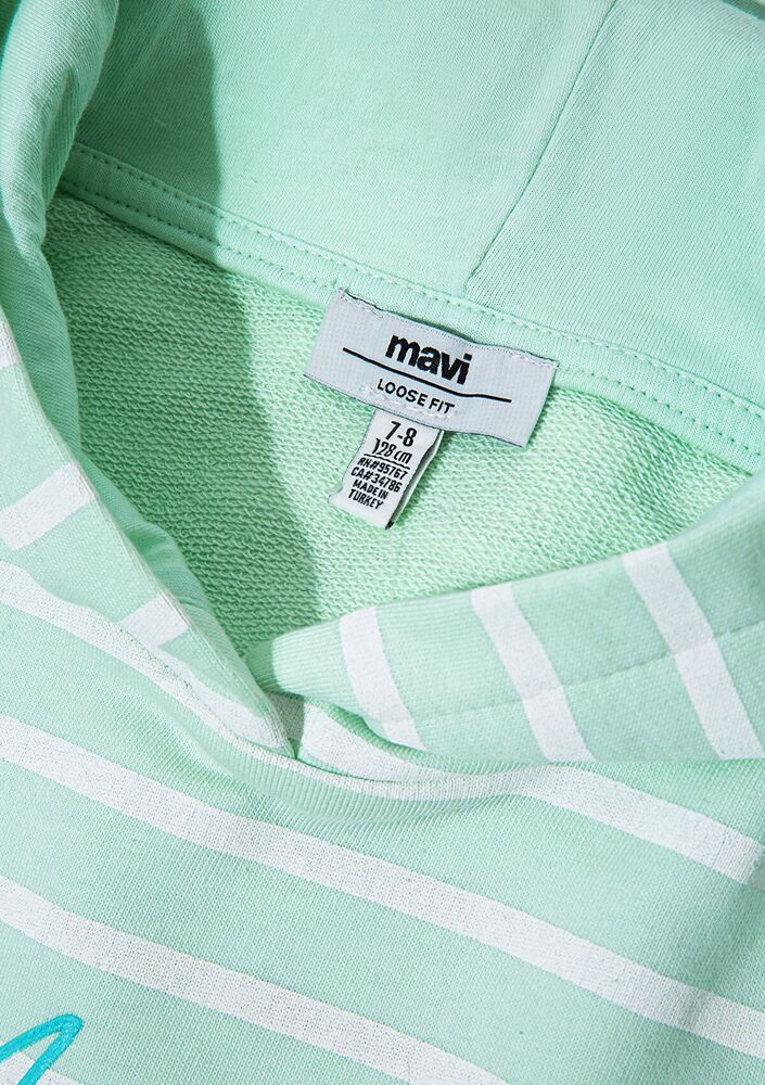 Mavi Çizgili Logo Çocuk Sweat 7S10100-89148 - 4