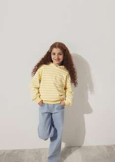 Mavi Çizgili Logo Çocuk Sweat 7S10100-89149 - 1