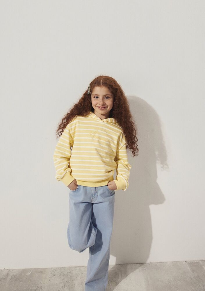 Mavi Çizgili Logo Çocuk Sweat 7S10100-89149 - 1