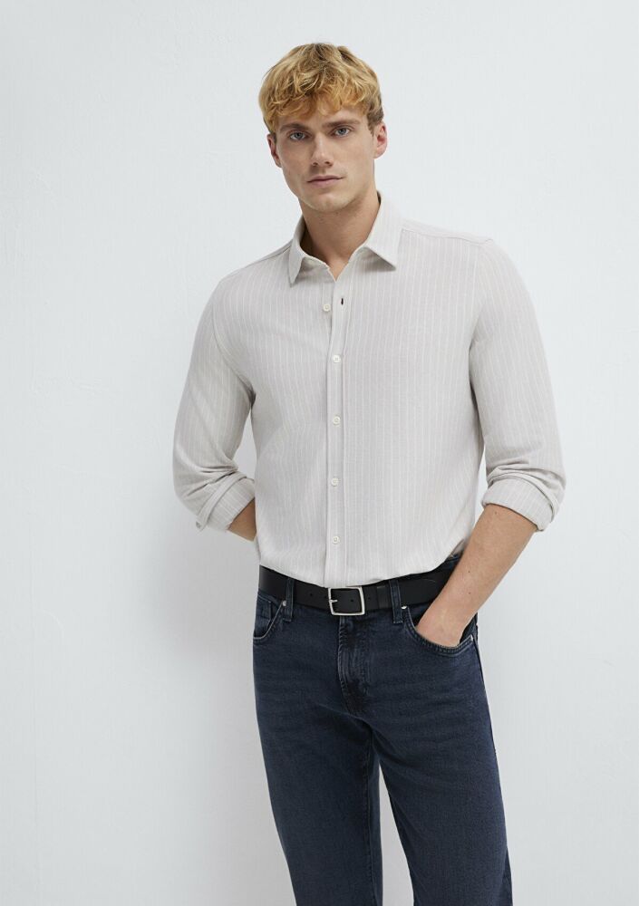 Mavi Çizgili Mavi Erkek Gömlek 0211858-91410 (1)