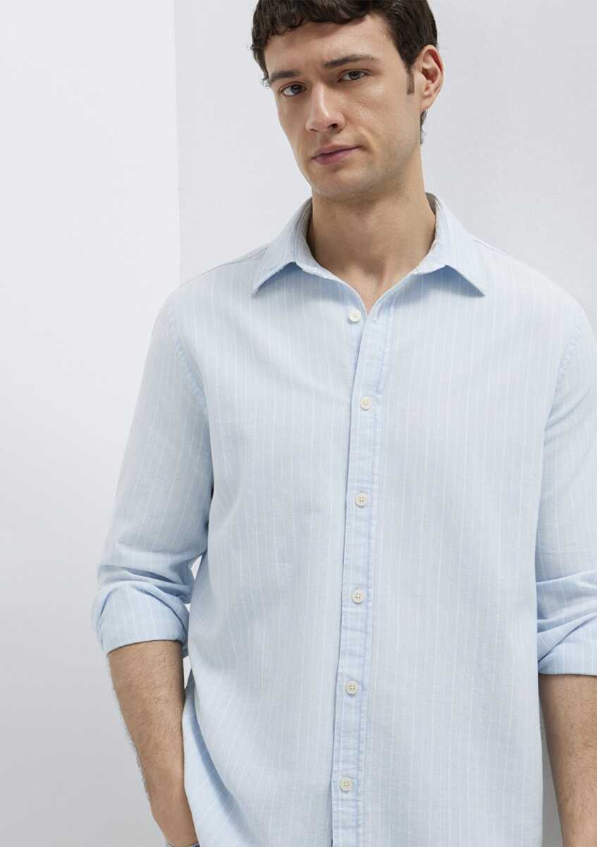 Mavi Çizgili Mavi Regular Fit Erkek Gömlek 0211967-91540