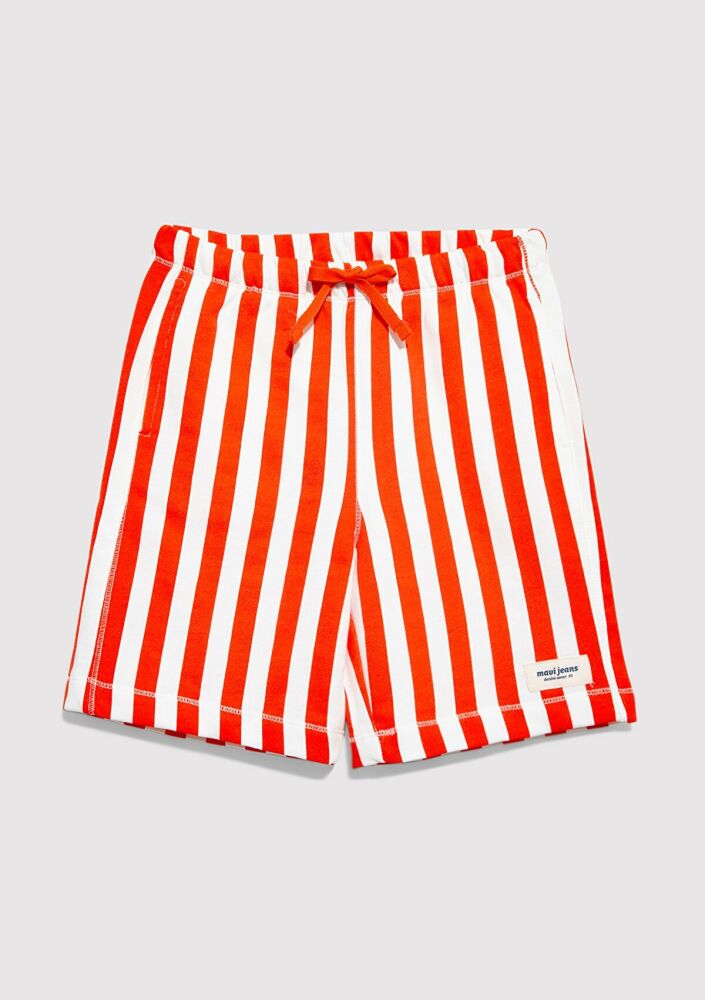 Mavi Çizgili Turuncu Loose Fit Çocuk Şort 6410032-91484 (1)