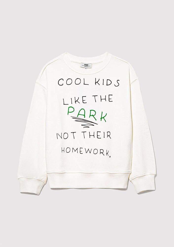 Mavi Cool Kids Baskılı Kırık Beyaz Çocuk Sweat 7S10094-70057 - 1
