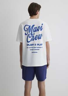 Mavi Crew Baskılı Ekru Erkek Tişört 0612667-70057 - 4
