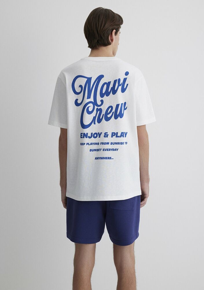 Mavi Crew Baskılı Ekru Erkek Tişört 0612667-70057 - 4