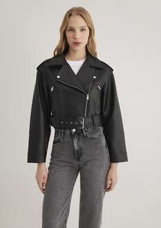 Mavi Crop Suni Deri Kadın Ceket 1110375-900 - 3