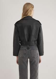 Mavi Crop Suni Deri Kadın Ceket 1110375-900 - 4