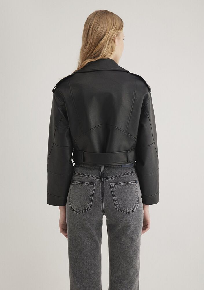 Mavi Crop Suni Deri Kadın Ceket 1110375-900 - 4
