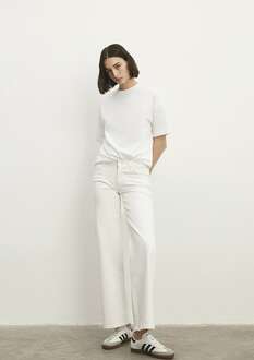 Mavi Deli Dolu Everyday Casual Beyaz Wide Leg Normal Bel Geniş Paça Jean Pantolon 1010485183 - 1