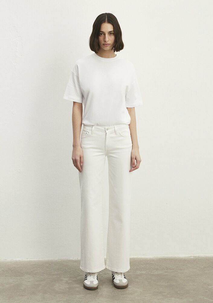 Mavi Deli Dolu Everyday Casual Beyaz Wide Leg Normal Bel Geniş Paça Jean Pantolon 1010485183 (1)