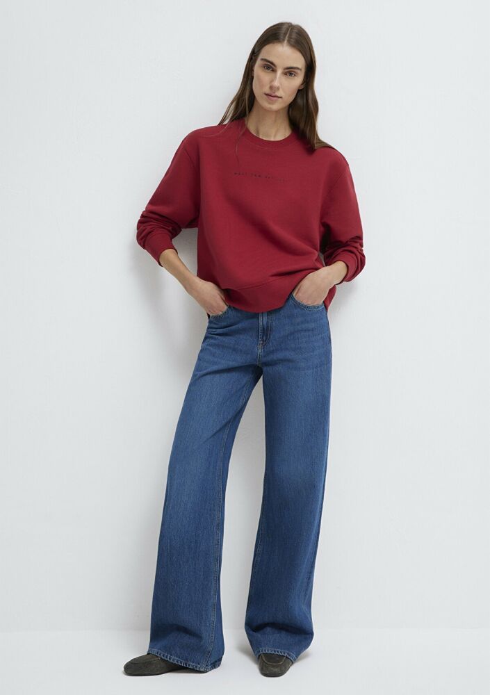 Mavi Denim Baskılı Kırmızı Loose Fit Kadın Sweatshirt 1S10525-70424 (1)