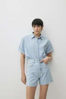 Mavi Deva Bleach Denim Kadın Jean Gömlek 1210646-86909 - 1