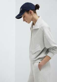 Mavi Dik Yaka Fermuarlı Gri Loose Fit Kadın Sweatshirt 1S10506-83096 - 3