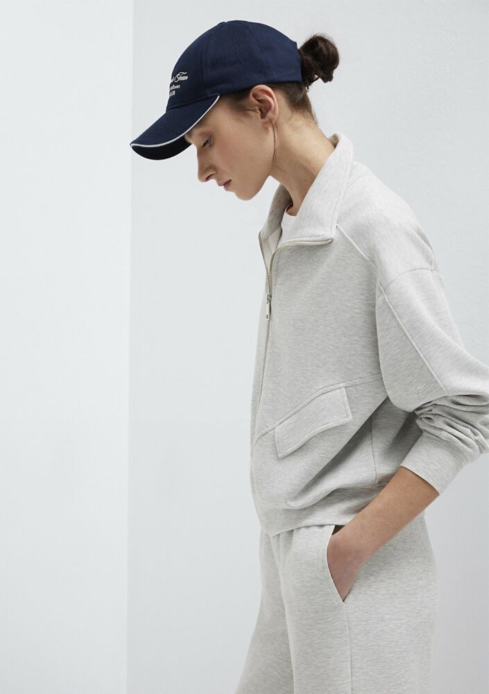 Mavi Dik Yaka Fermuarlı Gri Loose Fit Kadın Sweatshirt 1S10506-83096 - 3