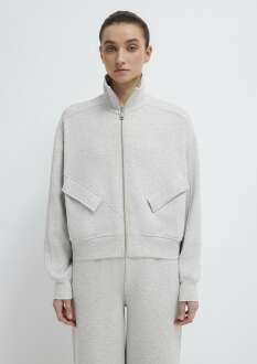 Mavi Dik Yaka Fermuarlı Gri Loose Fit Kadın Sweatshirt 1S10506-83096 - 4