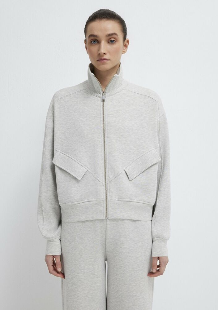 Mavi Dik Yaka Fermuarlı Gri Loose Fit Kadın Sweatshirt 1S10506-83096 - 4