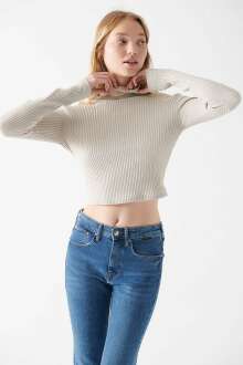 Mavi Dik Yaka Taş Kadın Sweat 1611057-70143 - Mavi (1)