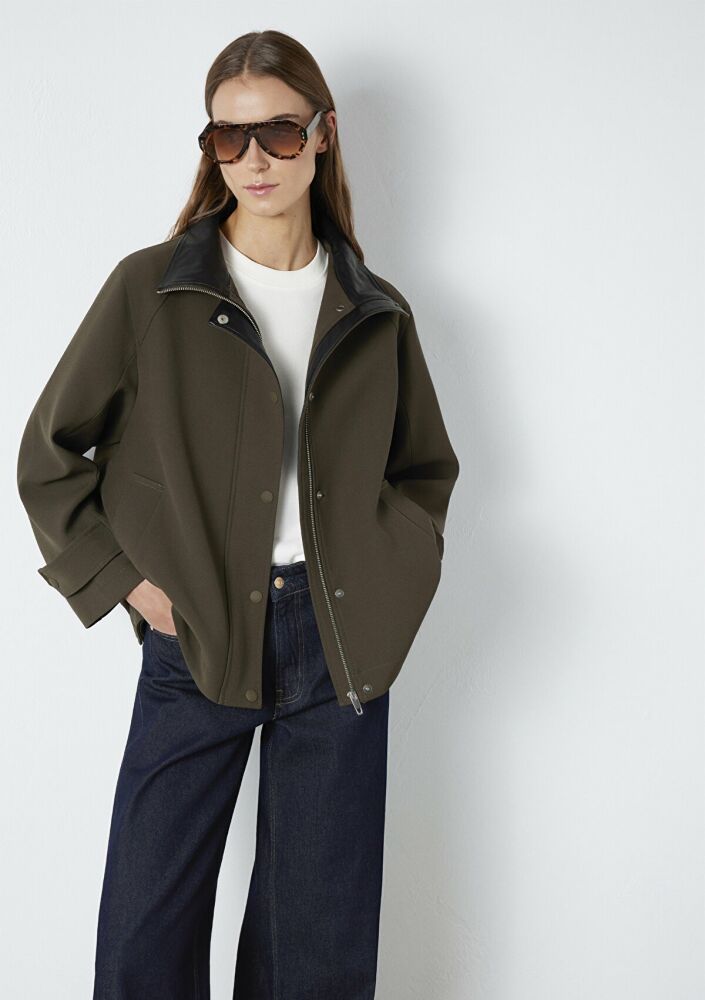 Mavi Dik Yaka Yeşil Oversize Kadın Ceket 1110827-71543