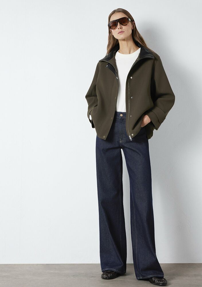 Mavi Dik Yaka Yeşil Oversize Kadın Ceket 1110827-71543 (1)